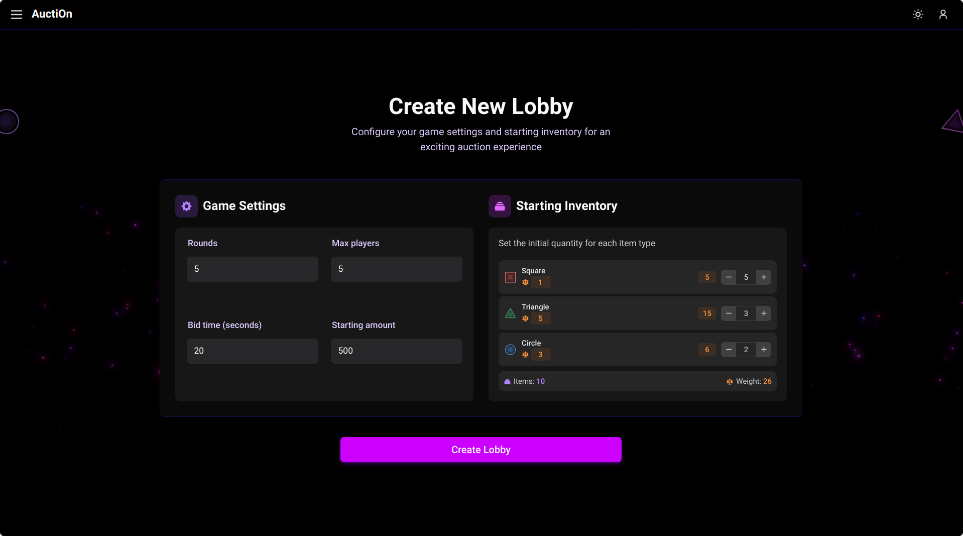 Create Lobby Screenshot