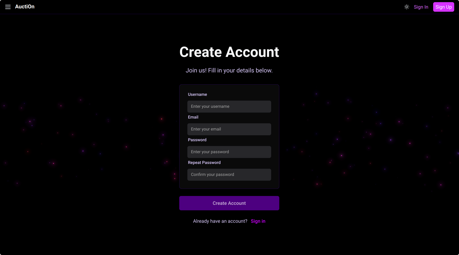Registration Screenshot
